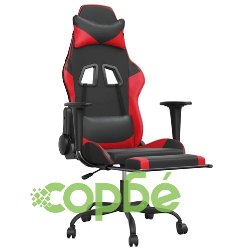 Масажен гейминг стол с подложка черно и червено изкуствена кожа ➤ топ цена ➤ sorbe.bg