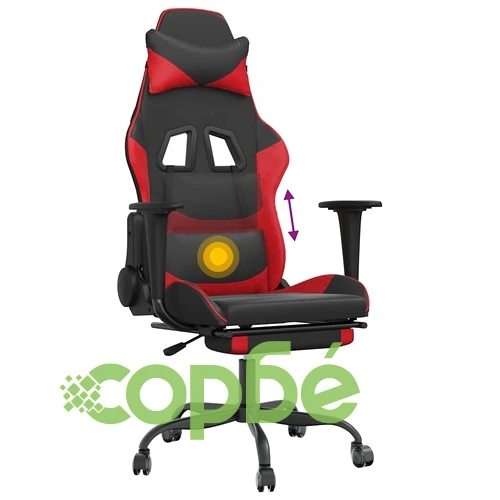 Масажен гейминг стол с подложка черно и червено изкуствена кожа ➤ топ цена ➤ sorbe.bg