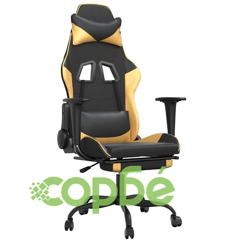 Масажен гейминг стол с подложка черно/златисто изкуствена кожа ➤ топ цена ➤ sorbe.bg