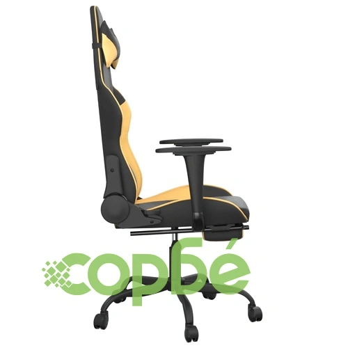 Масажен гейминг стол с подложка черно/златисто изкуствена кожа ➤ топ цена ➤ sorbe.bg