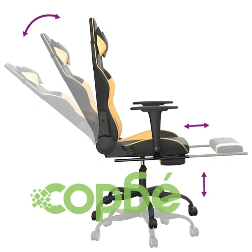 Масажен гейминг стол с подложка черно/златисто изкуствена кожа ➤ топ цена ➤ sorbe.bg