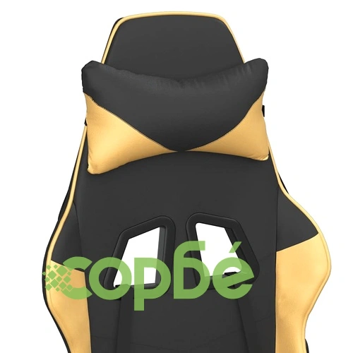 Масажен гейминг стол с подложка черно/златисто изкуствена кожа ➤ топ цена ➤ sorbe.bg