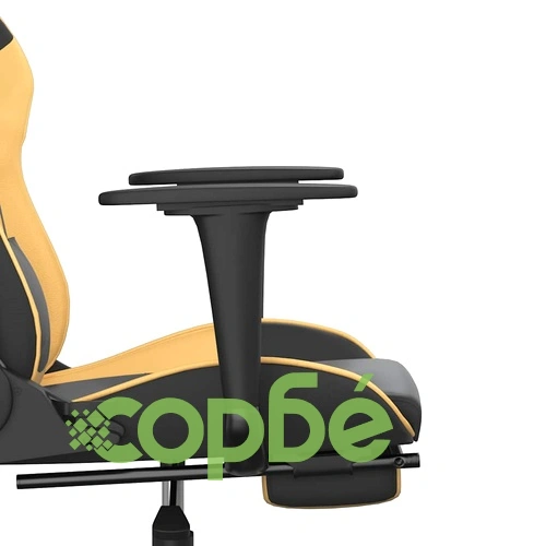 Масажен гейминг стол с подложка черно/златисто изкуствена кожа ➤ топ цена ➤ sorbe.bg