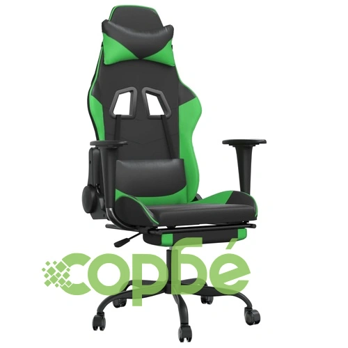 Масажен гейминг стол с подложка черно и зелено изкуствена кожа ➤ топ цена ➤ sorbe.bg