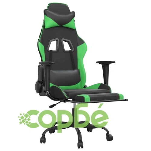 Масажен гейминг стол с подложка черно и зелено изкуствена кожа ➤ топ цена ➤ sorbe.bg