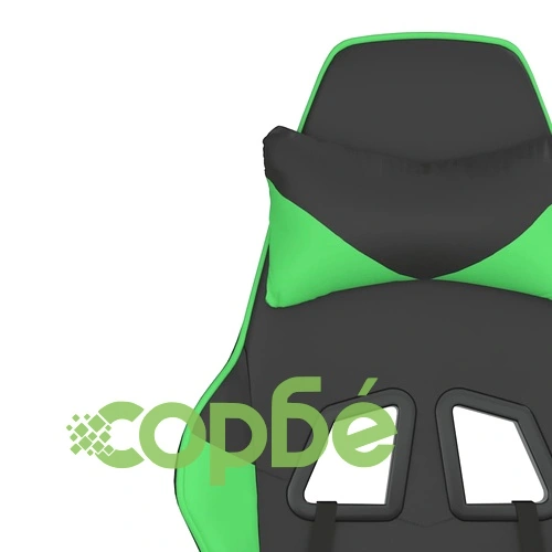 Масажен гейминг стол с подложка черно и зелено изкуствена кожа ➤ топ цена ➤ sorbe.bg