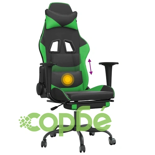 Масажен гейминг стол с подложка черно и зелено изкуствена кожа ➤ топ цена ➤ sorbe.bg