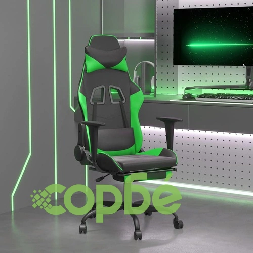 Масажен гейминг стол с подложка черно и зелено изкуствена кожа ➤ топ цена ➤ sorbe.bg