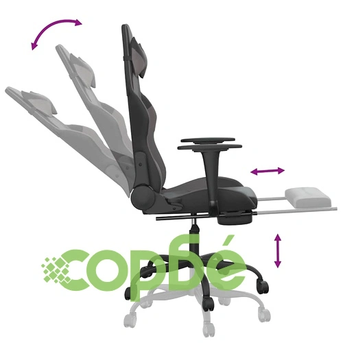 Масажен гейминг стол с подложка черно и cиво изкуствена кожа ➤ топ цена ➤ sorbe.bg