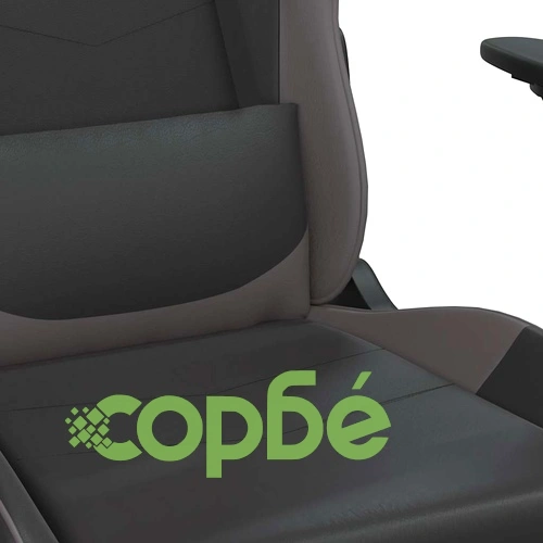 Масажен гейминг стол с подложка черно и cиво изкуствена кожа ➤ топ цена ➤ sorbe.bg