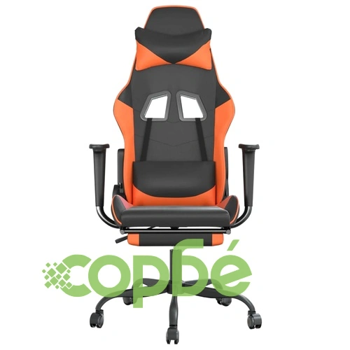 Масажен гейминг стол с подложка, черно/оранжев, изкуствена кожа ➤ топ цена ➤ sorbe.bg