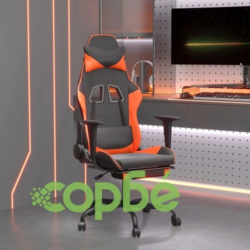 Масажен гейминг стол с подложка, черно/оранжев, изкуствена кожа ➤ топ цена ➤ sorbe.bg