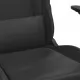 Масажен гейминг стол с опора за крака, черен, изкуствена кожа