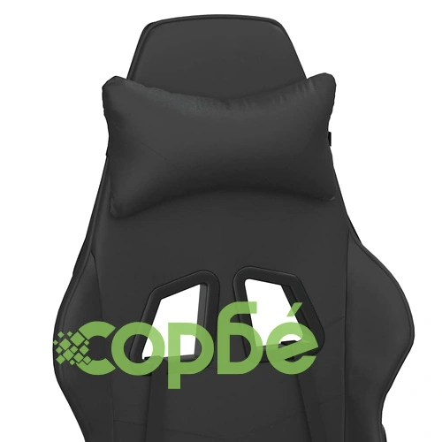 Масажен гейминг стол с опора за крака, черен, изкуствена кожа ➤ топ цена ➤ sorbe.bg