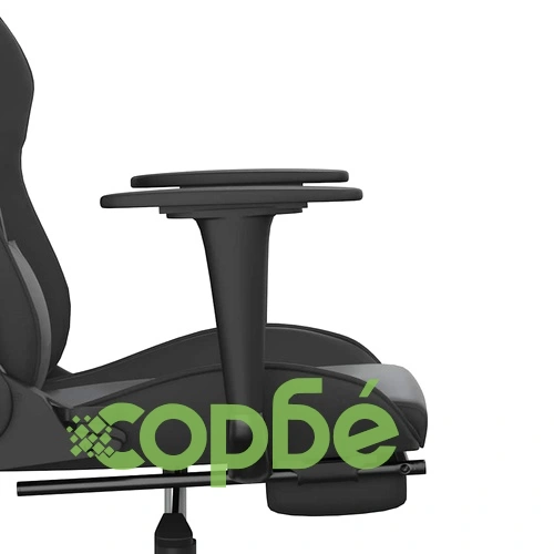 Масажен гейминг стол с опора за крака, черен, изкуствена кожа ➤ топ цена ➤ sorbe.bg