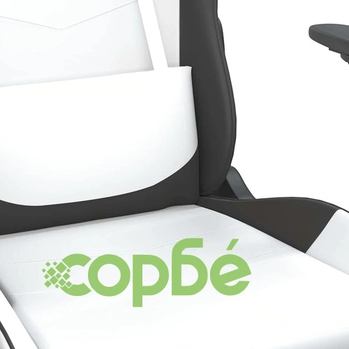 Масажен гейминг стол с опора за крака Бял-черно изкуствена кожа ➤ топ цена ➤ sorbe.bg