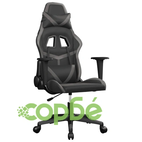 Масажен гейминг стол, черно и сиво, изкуствена кожа ➤ топ цена ➤ sorbe.bg