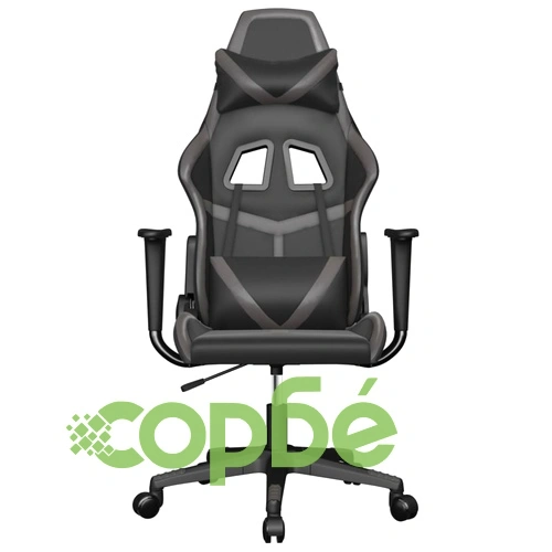 Масажен гейминг стол, черно и сиво, изкуствена кожа ➤ топ цена ➤ sorbe.bg