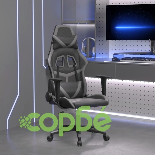 Масажен гейминг стол, черно и сиво, изкуствена кожа ➤ топ цена ➤ sorbe.bg