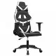 Масажен гейминг стол, черно и бяло, изкуствена кожа