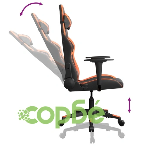 Масажен гейминг стол, черно и оранжево, изкуствена кожа ➤ топ цена ➤ sorbe.bg