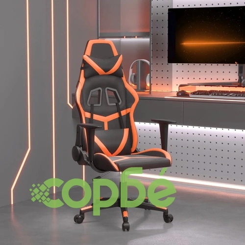 Масажен гейминг стол, черно и оранжево, изкуствена кожа ➤ топ цена ➤ sorbe.bg