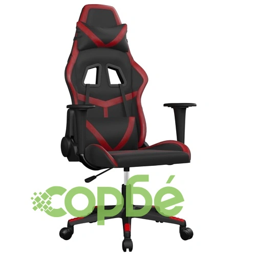 Масажен гейминг стол, черно и виненочервено, изкуствена кожа ➤ топ цена ➤ sorbe.bg