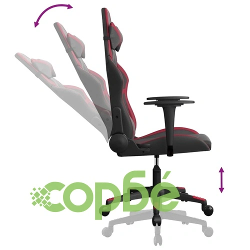 Масажен гейминг стол, черно и виненочервено, изкуствена кожа ➤ топ цена ➤ sorbe.bg