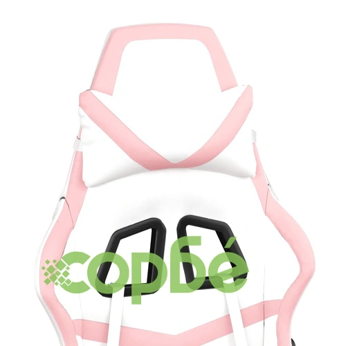 Масажен гейминг стол, бяло и розово, изкуствена кожа ➤ топ цена ➤ sorbe.bg