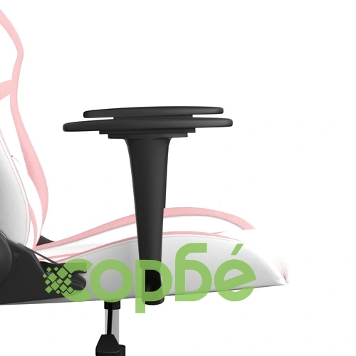 Масажен гейминг стол, бяло и розово, изкуствена кожа ➤ топ цена ➤ sorbe.bg