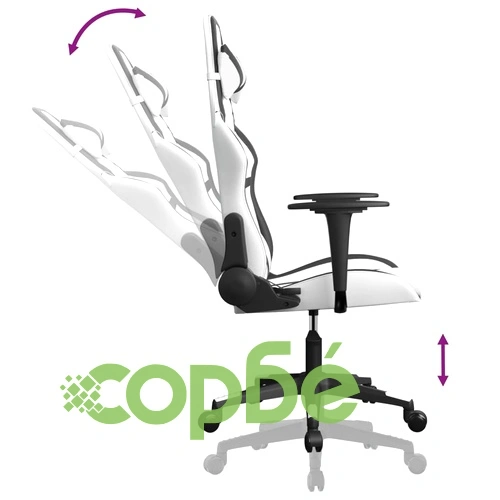 Масажен гейминг стол, бяло и черно, изкуствена кожа ➤ топ цена ➤ sorbe.bg