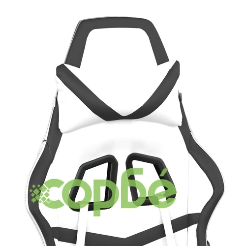 Масажен гейминг стол, бяло и черно, изкуствена кожа ➤ топ цена ➤ sorbe.bg