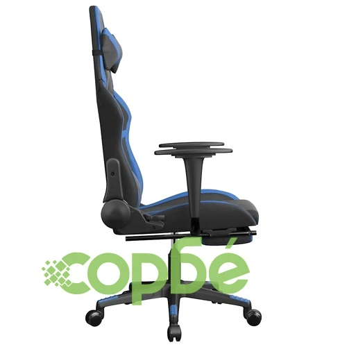 Масажен гейминг стол с опора за крака черно-син изкуствена кожа ➤ топ цена ➤ sorbe.bg