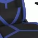 Масажен гейминг стол с опора за крака черно-син изкуствена кожа