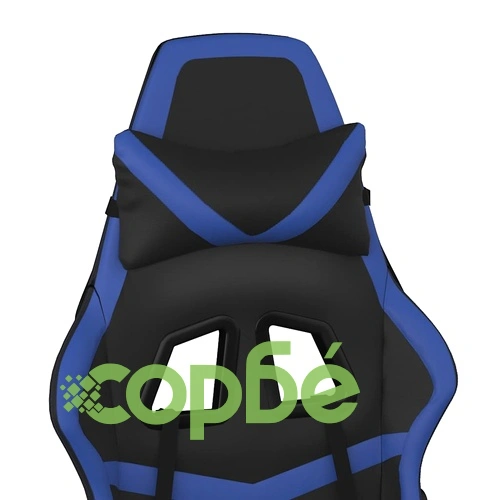 Масажен гейминг стол с опора за крака черно-син изкуствена кожа ➤ топ цена ➤ sorbe.bg