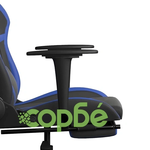 Масажен гейминг стол с опора за крака черно-син изкуствена кожа ➤ топ цена ➤ sorbe.bg