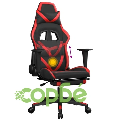 Масажен гейминг стол с подложка черно и червено изкуствена кожа ➤ топ цена ➤ sorbe.bg