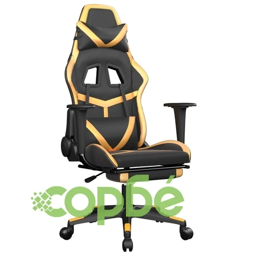 Масажен гейминг стол с подложка черно/златисто изкуствена кожа ➤ топ цена ➤ sorbe.bg