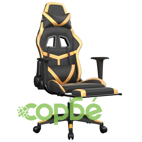 Масажен гейминг стол с подложка черно/златисто изкуствена кожа ➤ топ цена ➤ sorbe.bg