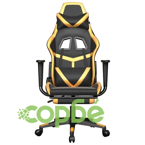 Масажен гейминг стол с подложка черно/златисто изкуствена кожа ➤ топ цена ➤ sorbe.bg