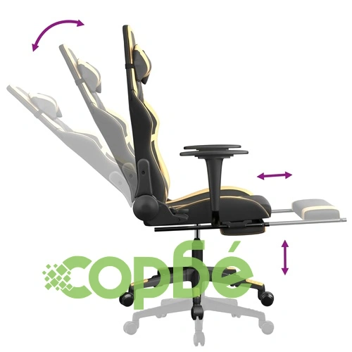 Масажен гейминг стол с подложка черно/златисто изкуствена кожа ➤ топ цена ➤ sorbe.bg