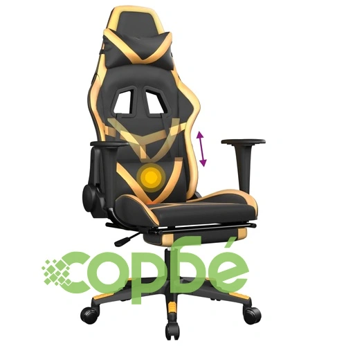 Масажен гейминг стол с подложка черно/златисто изкуствена кожа ➤ топ цена ➤ sorbe.bg