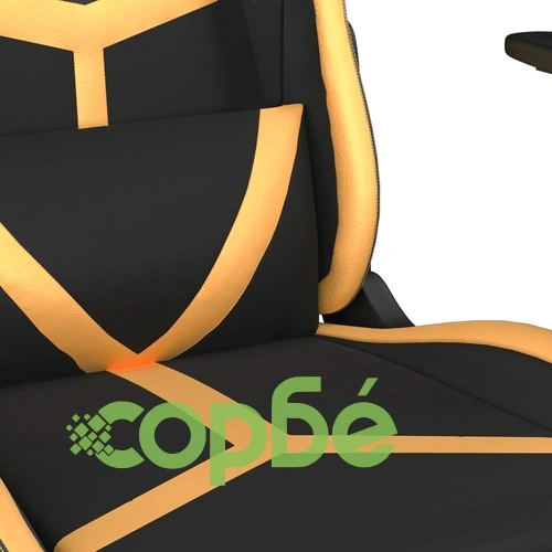 Масажен гейминг стол с подложка черно/златисто изкуствена кожа ➤ топ цена ➤ sorbe.bg