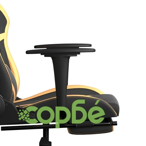 Масажен гейминг стол с подложка черно/златисто изкуствена кожа ➤ топ цена ➤ sorbe.bg