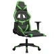 Масажен гейминг стол с подложка черно и зелено изкуствена кожа