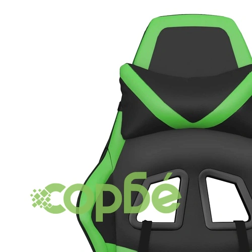 Масажен гейминг стол с подложка черно и зелено изкуствена кожа ➤ топ цена ➤ sorbe.bg