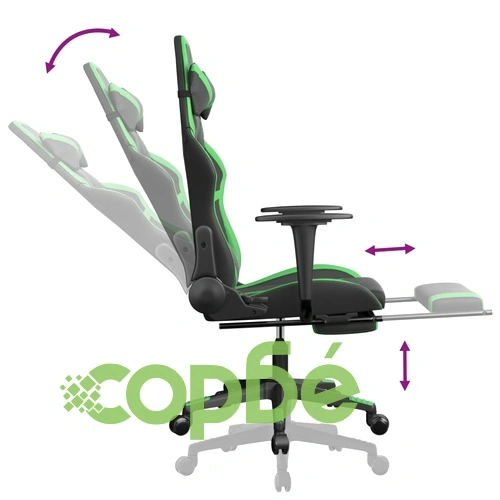 Масажен гейминг стол с подложка черно и зелено изкуствена кожа ➤ топ цена ➤ sorbe.bg