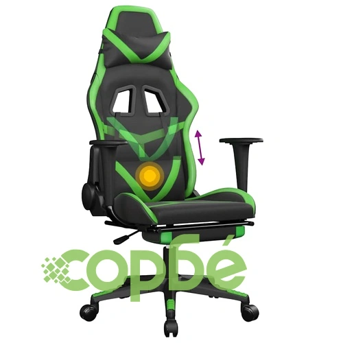 Масажен гейминг стол с подложка черно и зелено изкуствена кожа ➤ топ цена ➤ sorbe.bg