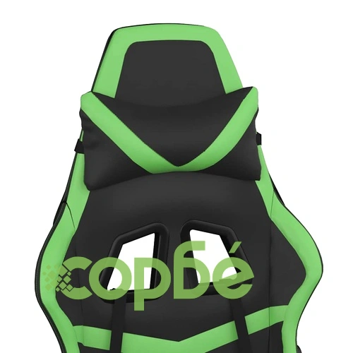 Масажен гейминг стол с подложка черно и зелено изкуствена кожа ➤ топ цена ➤ sorbe.bg