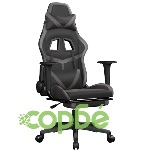 Масажен гейминг стол с подложка черно и cиво изкуствена кожа ➤ топ цена ➤ sorbe.bg